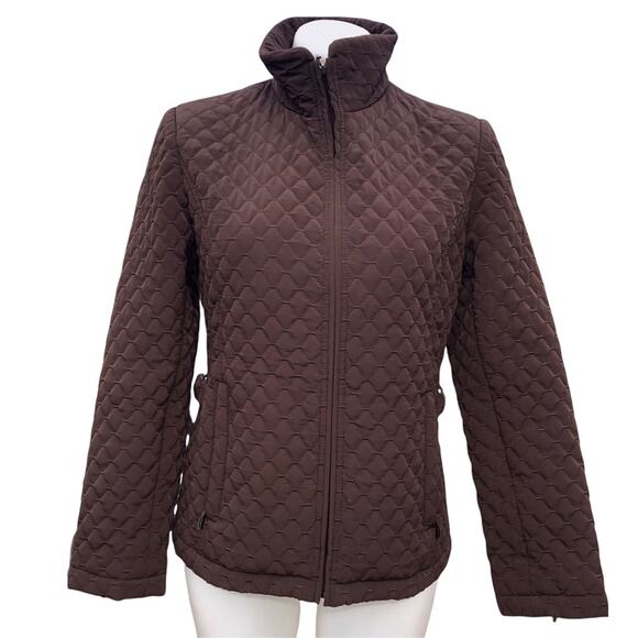 Gallery brown quilted lined zip front jacket pockets small - Picture 1 of 12
